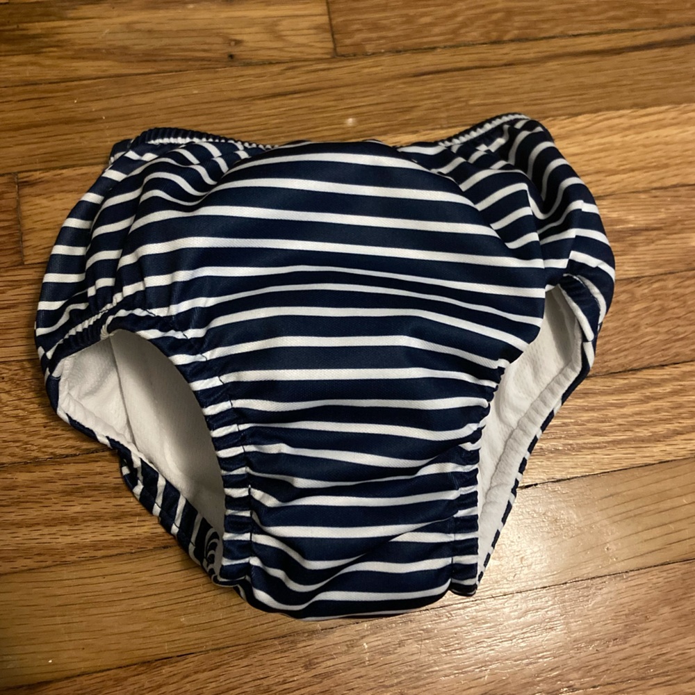 Striped Navy and White Kids Reusable Swim Diaper